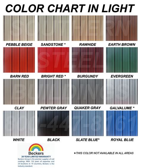 steel siding color chart